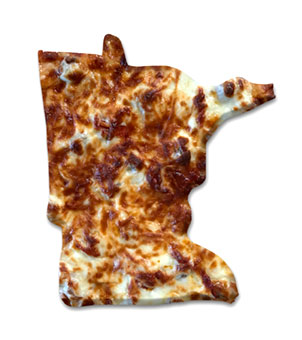 Pizza shaped like Minnesota